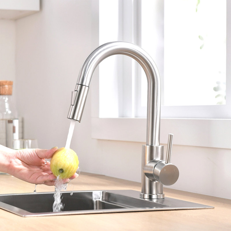 Sink Faucet, Kitchen Faucets With Pull Down Sprayer, Bathroom Sink Faucets Mini Bar Prep Faucet, Brushed Nickel