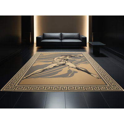 Tapis oriental doux en peluche douce de style classique de style olympique grec Ellinor