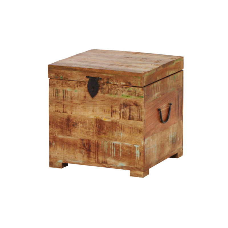 Reclaimed solid wood trunk with iron handles and latch