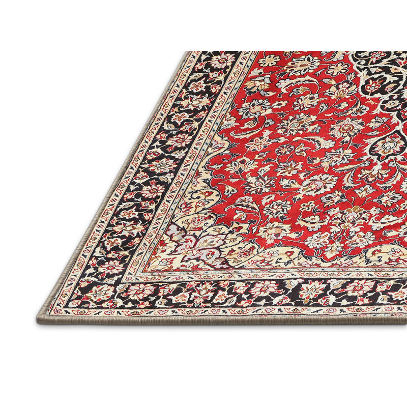 Tapis rouge/beige/gris traditionnel Finchamp, Rectangle 2 pi x 5 pi