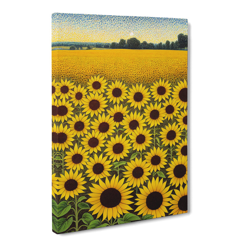 Wolfhurst Sunflower Field Pointillism - Wrapped Canvas, 76cm H x 50cm W x 3cm D