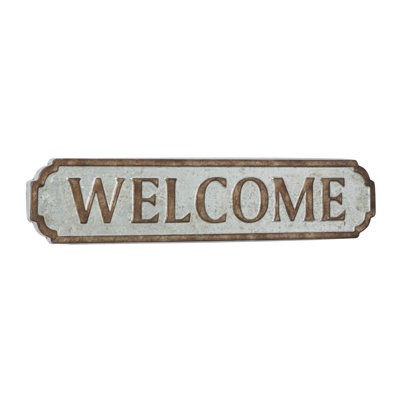 Metal Welcome Sign Brown Wall Decor