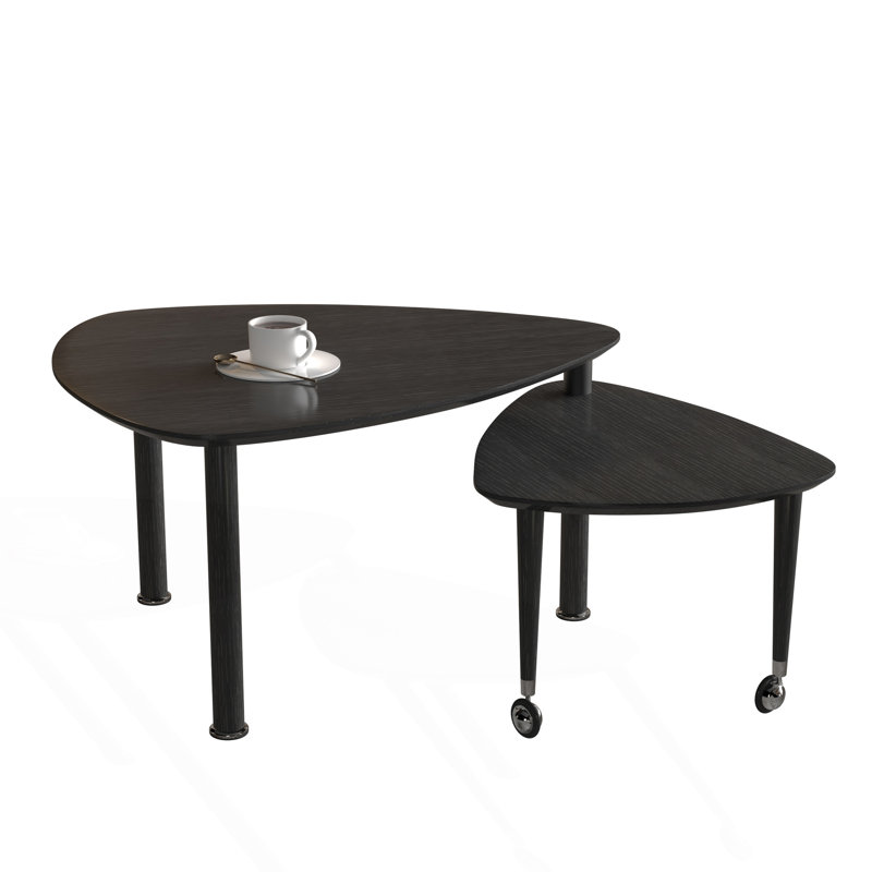 360 Degree Rotatable Modern Coffee Table, Black