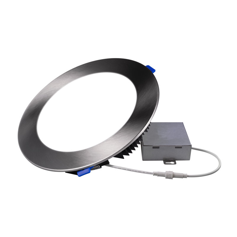8 po Dle8 Series Plafonnier rond à panneau plat à DEL, Nickel, 2700 K, 2441 lumens