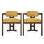 Upholstered Fabric Side Chair Set of 2, Solid Wood Frame, Classic Brown and Walnut, 23 W x 23 D x 30.5 H