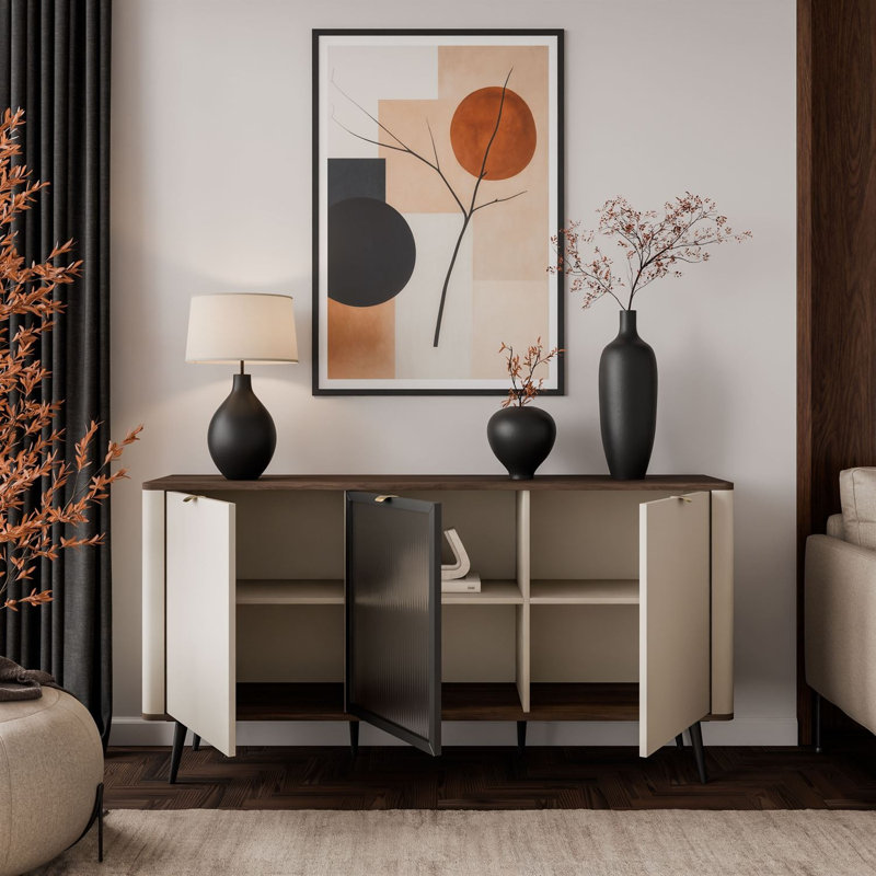 160cm Sideboard, cashmere / walnut