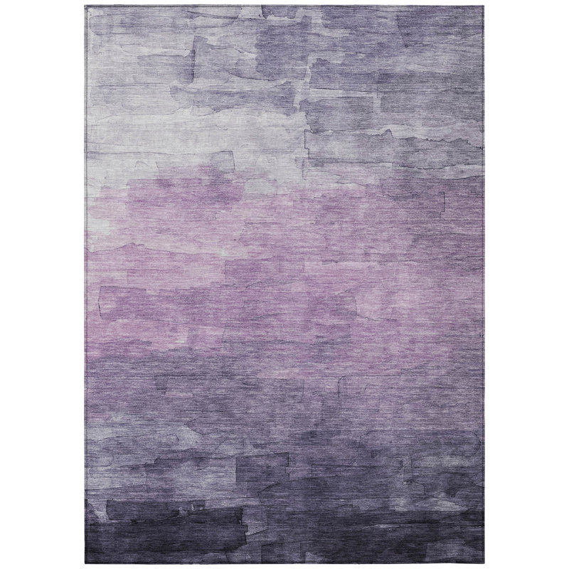 Addison Red and Purple Striped Synthetic Washable Rug 3' x 5'