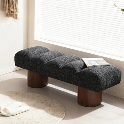 Banc rembourré en bois noir Sollid
