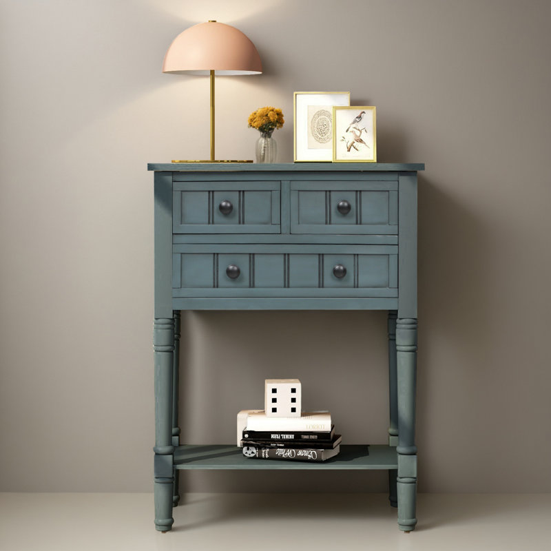 24" Narrow Console Table Entryway Side Table for Hallway Living Room, Navy