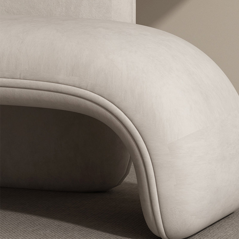 Chaise longue rembourrée Svetlin, Beige, Accoudoir à gauche (vu de face)