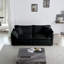  Ensemble de canapé modulaire 2 pièces, causeuse en chenille et fauteuil d'appoint avec structure en bois, noir-1158392370