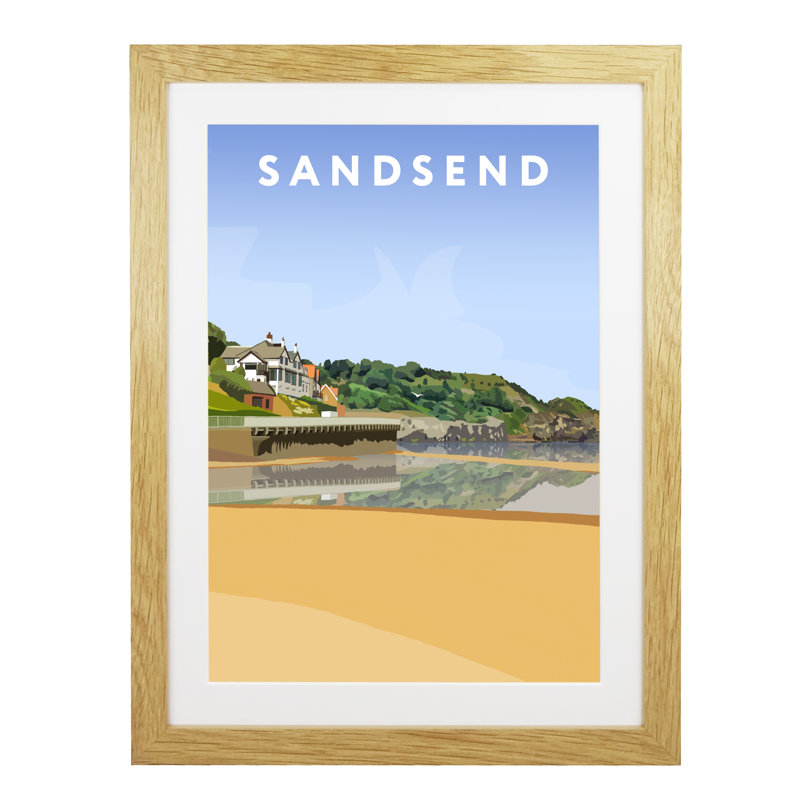 Sandsend 5 by Richard O'Neil - Print, Oak Wood Frame, 54 cm H x 44 cm W x 2.2 cm D