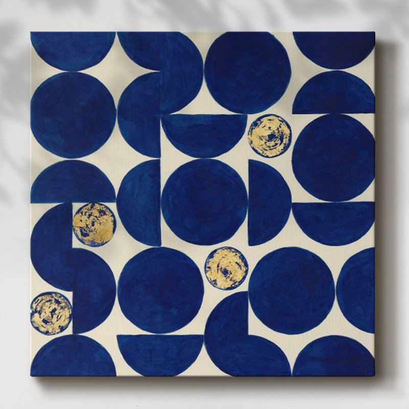 Indigo Hemispheres II sur toile, H 16 po x l 16 po x P 1,5 po