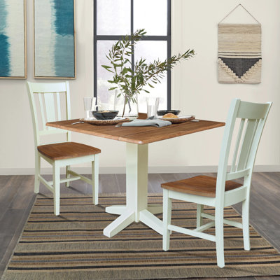 Pine Haven 3 Piece Drop Leaf Solid Wood Dining Set by Loon Peak