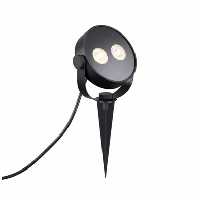 12 Watt LED Round Black Landscape Stake Light