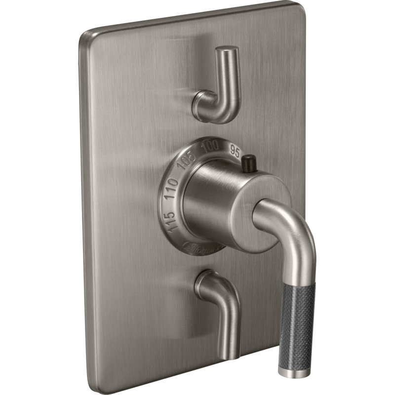 Descanso StyleTherm® 1/2" Trim Only with Dual Volume Control - Carbon Fiber Handle, Polished Nickel