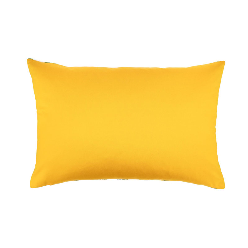 Coussin en velours de soie Ikat Raspberry Diamonds 16 po x 24 po, Vert / jaune