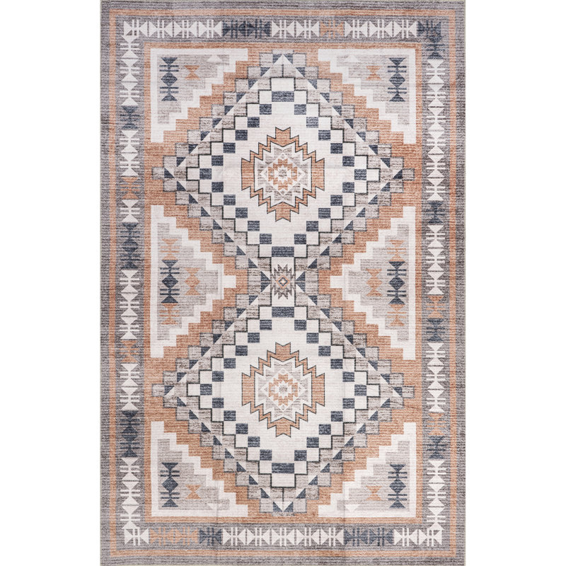 Leighton SpinClean Machine Washable Southwestern Medallion Area Rug, Rectangle 4' x 6'