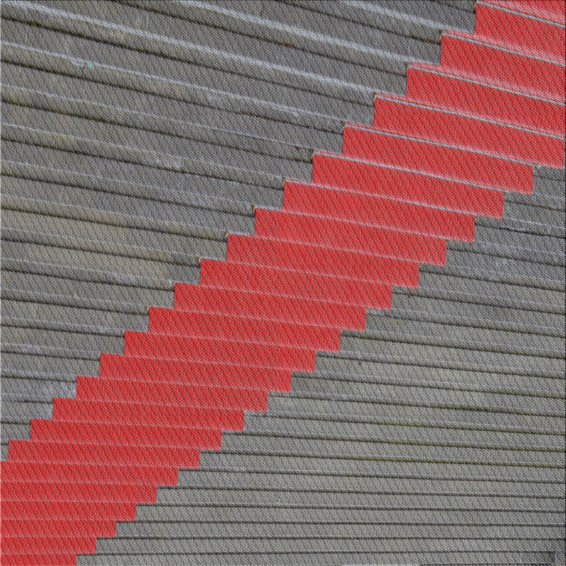 Tapis rayé rouge, Carré 6 pi