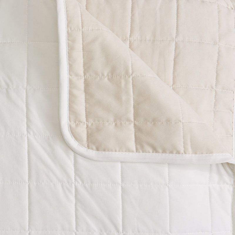 Cream and Sand Twin Reversible Microfiber Quilt Set