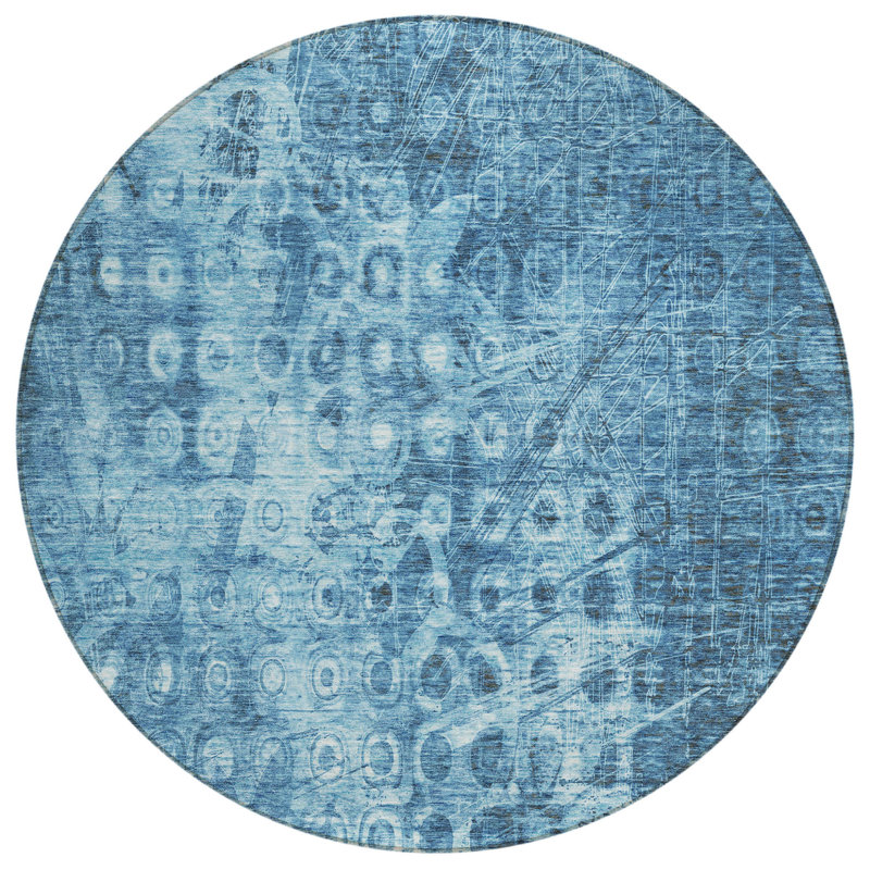 Tapis d'intérieur rond rond antidérapant rond 8 pi Ikat