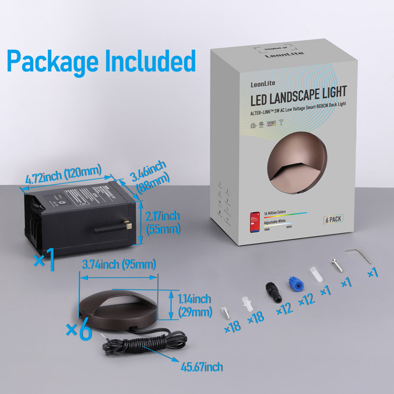 Lumières de terrasse intelligentes à basse tension Alter-Link, contrôleur bi-débit inclus, 1800k-5000k