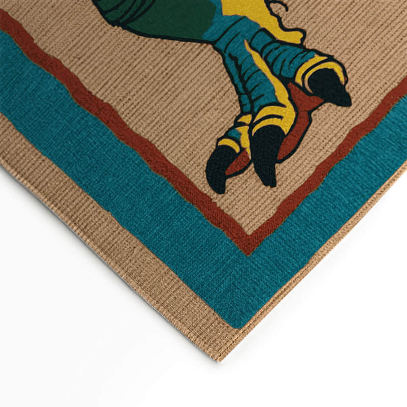 Dinosaurs Brown Indoor and Outdoor Area Rug, Rectangle 5' x 7'