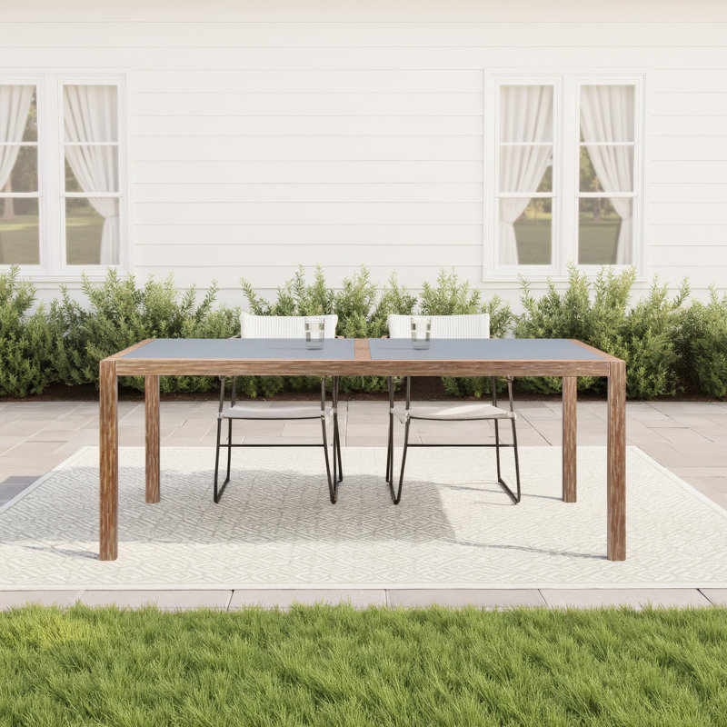 Artie Rectangular Eucalyptus Outdoor Dining Table , 79'' in. W 39.5'' in. D, Eucalyptus