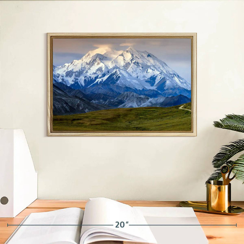 Denali en Alaska, Cadre flottant en bois naturel, 31 po x 21 po