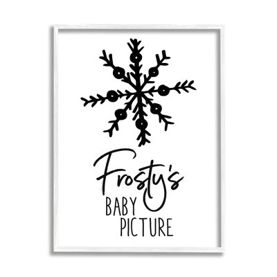 Humoristique, bonhomme de neige givré, flocon de neige, typographie noire, estampe numérique, art texturé par Susan Ball
