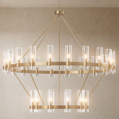 Moeshia 30 - Light 60" Dual Layer LED Wagon Wheel Chandelier
