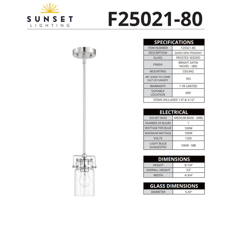 1 - Light Single Pendant