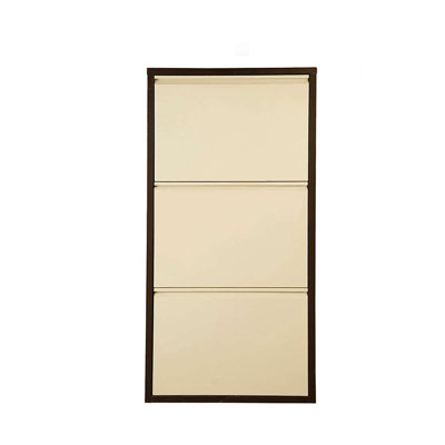 Armoire à chaussures moderne Colgan, capacité de 6 paires, 19,7 x 40,9 x 5,9 pouces | 100% tôle, finition brune et crème | Fixation murale, aucun assemblage requis, idéal pour l'extérieur | Solution de rangement élégante et fonctionnelle