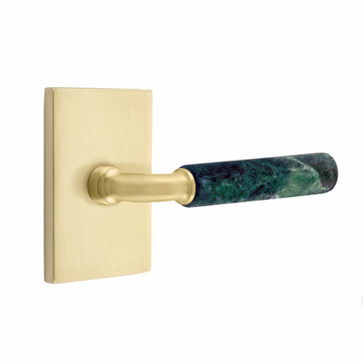 Ensemble de leviers de passage Emtek Select, moderne Rosette, tige R-Bar, poignée en marbre vert, CF