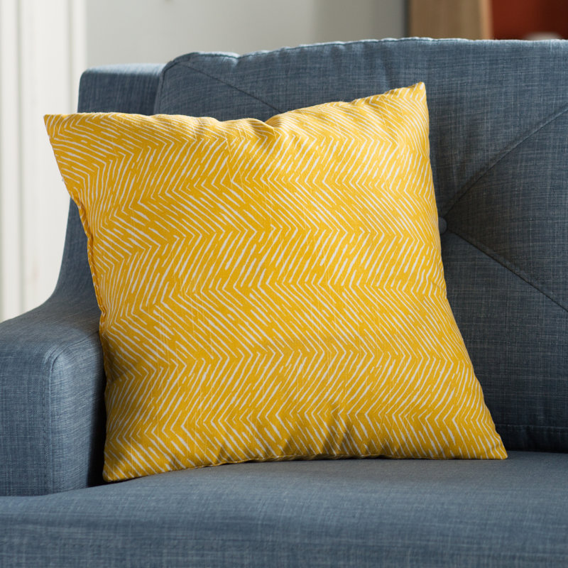 Chevron Feather Reversible Throw Pillow, Saffron Yellow