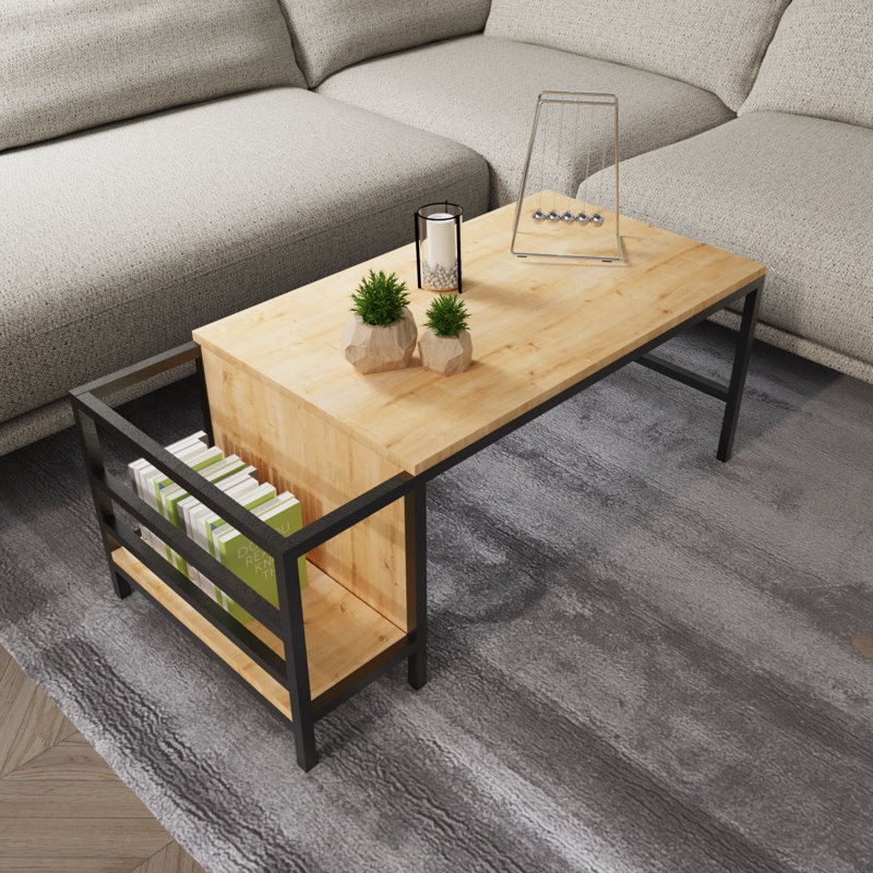 Aliona Coffee Table with Storage, Oak/Black