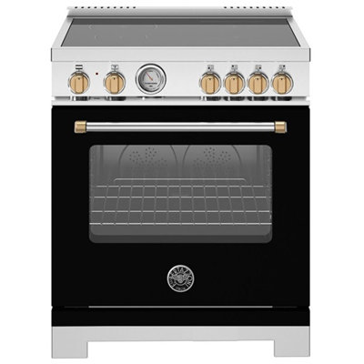 Master Series range 30 In Induction MATTE BLACK gold knobs and handle finials
