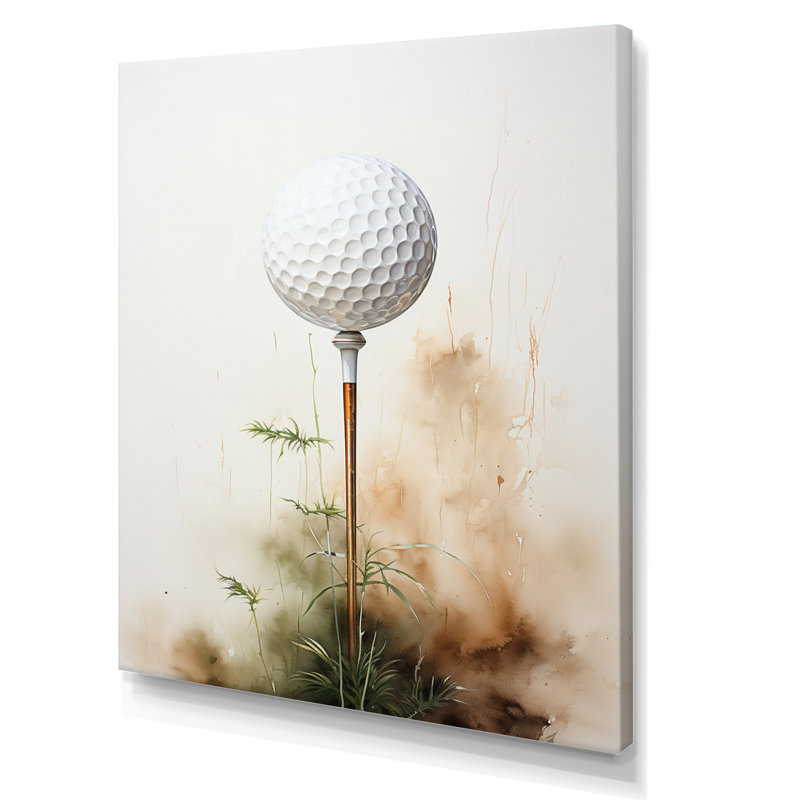 «Sheedy Minimalisme Golf Tees» - art mural encadré de golf, Toile tendue, H 32 po x l 24 po x P 1 po