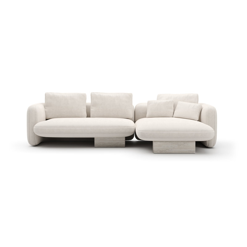 *Overlap Right Chaise Sec Small Ecru, Right Hand Facing, White Polyester Blend
