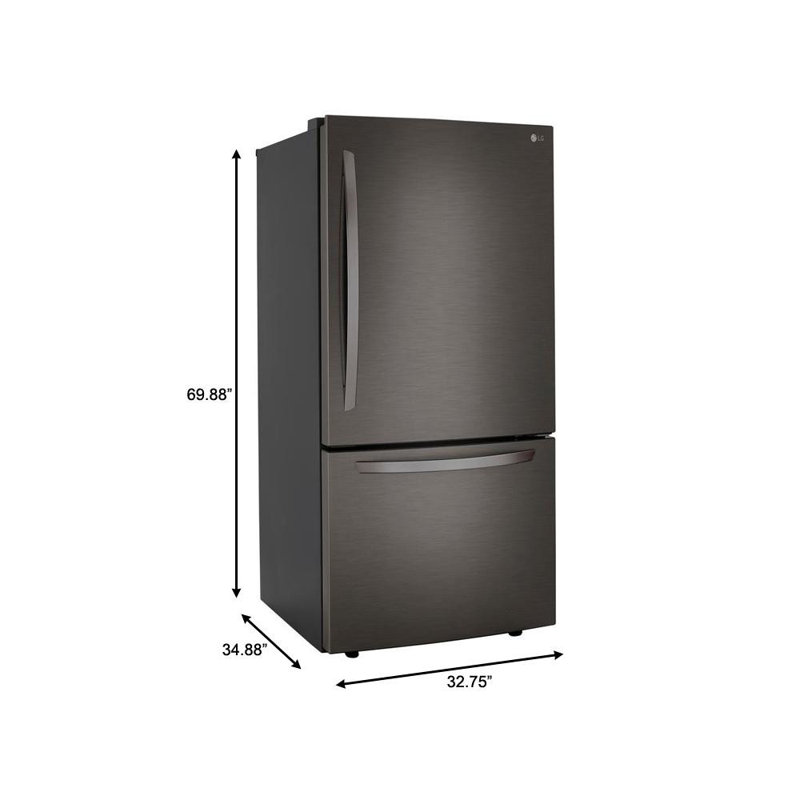 LG 25.5 Cu. Ft. Bottom-Freezer Refrigerator with Ice Maker, Black Stainless Steel