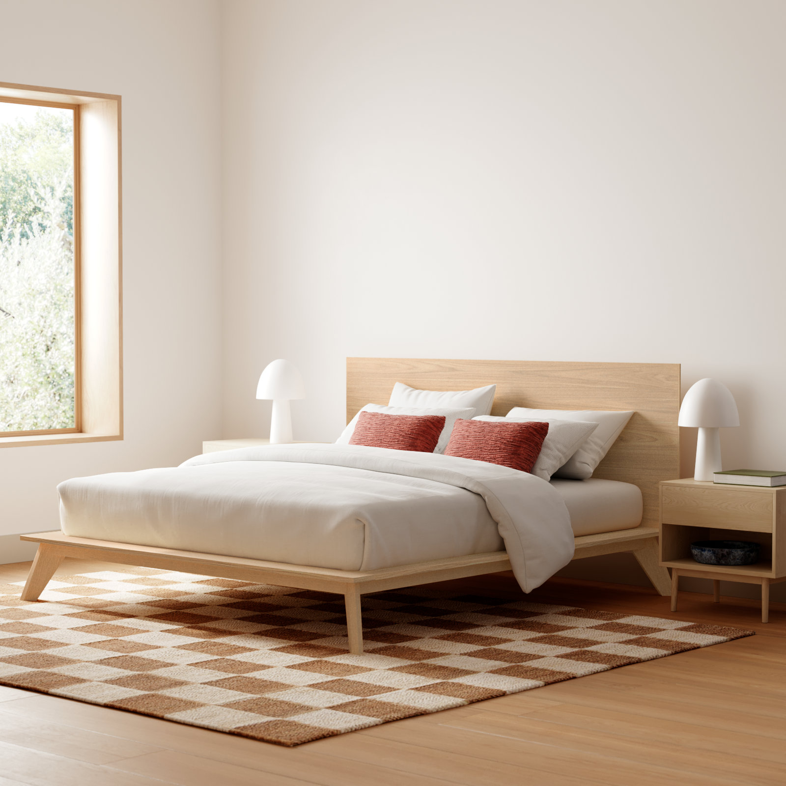 Florian Platform Bed, King, White Wash