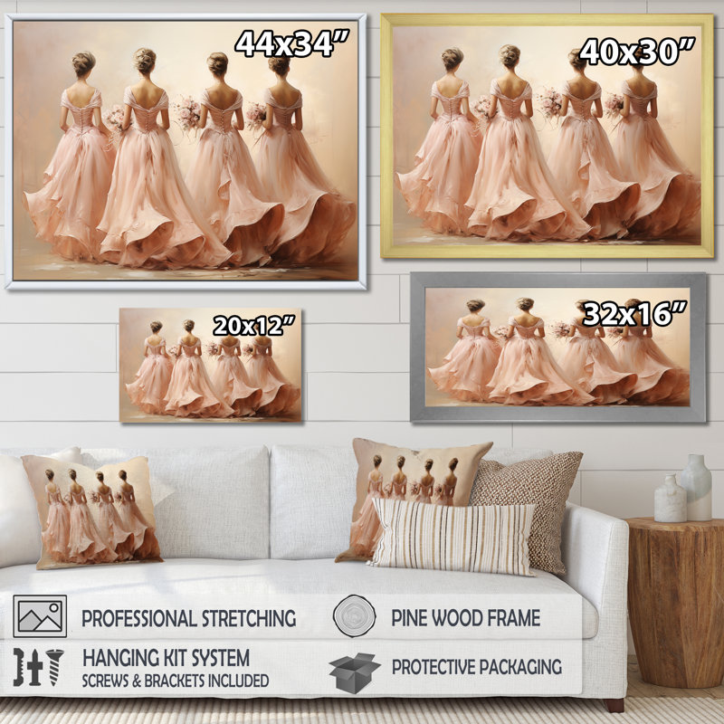 «Pink Balletic Elegance II - Dance», art mural, Cadre flottant noir, H 12 po x l 20 po x P 1 po