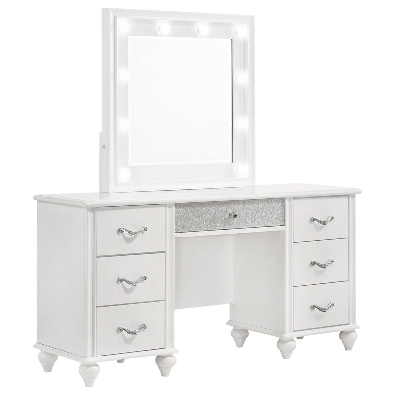 Coiffeuse à 7 tiroirs Charlotte - Table de maquillage élégante et spacieuse