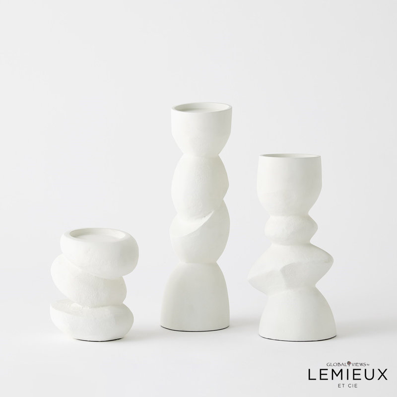 Pradier Candle Holder-White-Med