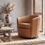 Fauteuil demi-tonneau pivotant en similicuir - aucun assemblage requis-1311554424