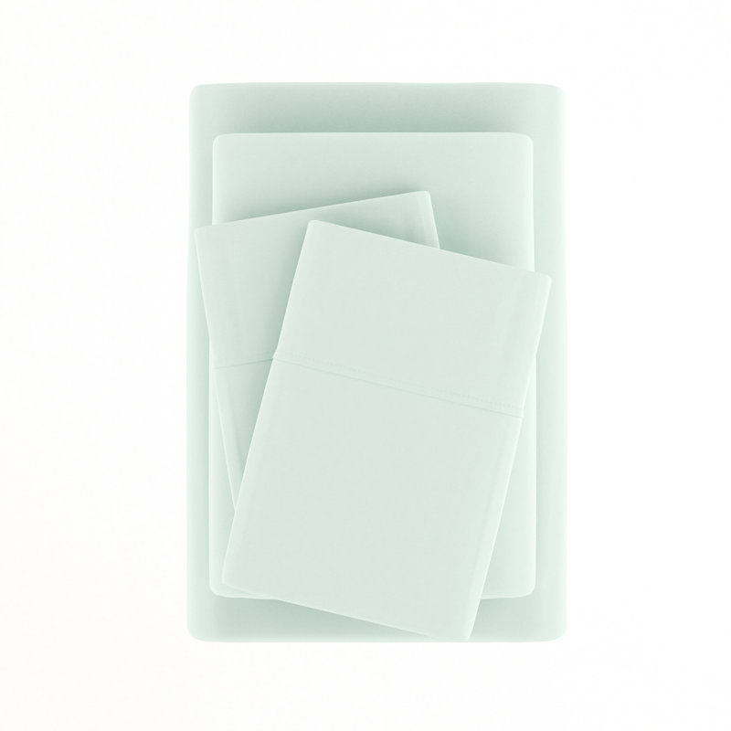 Becky Cameron 1800 Series Double-Brushed Microfiber 4 Piece Sheet Set, Queen Sheet Set + Fitted Sheet + 2 Pillowcases, Mint