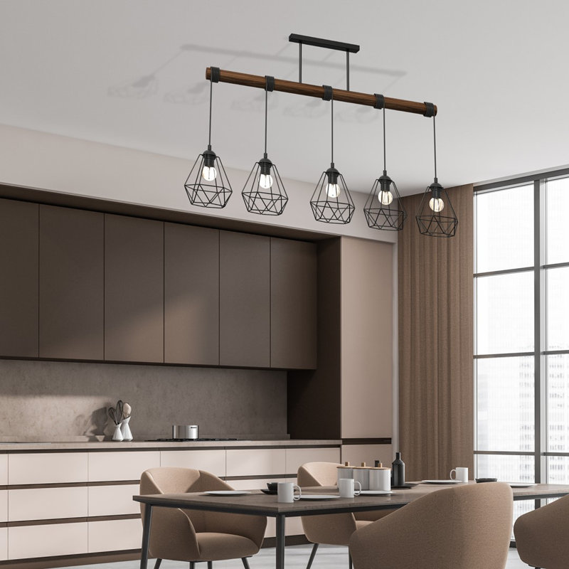 Dewart 5 - Light Black/Brown Geometric Pendant