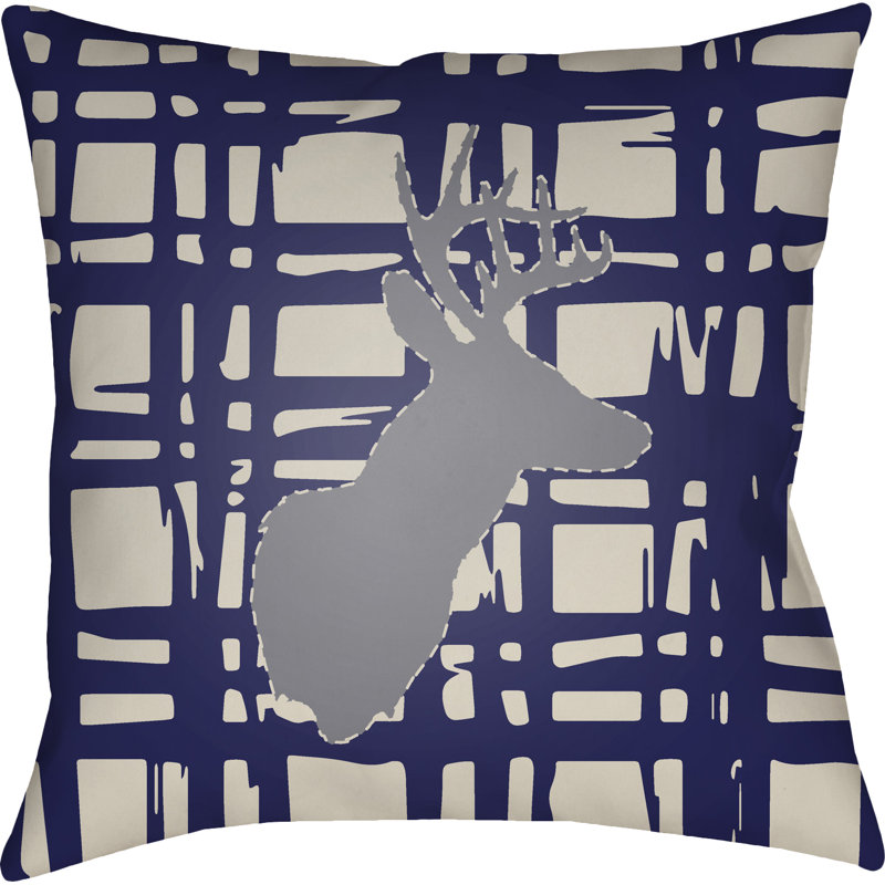  Indoor/Outdoor Throw Pillow, 18" H x 18" W x 4" D, Blue/Grey