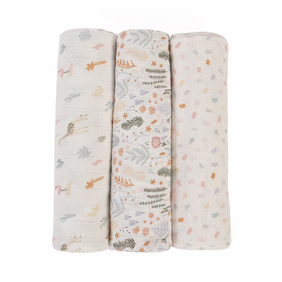 Paquet de 3 couvertures en mousseline de coton Baby's First By Indigo Safari