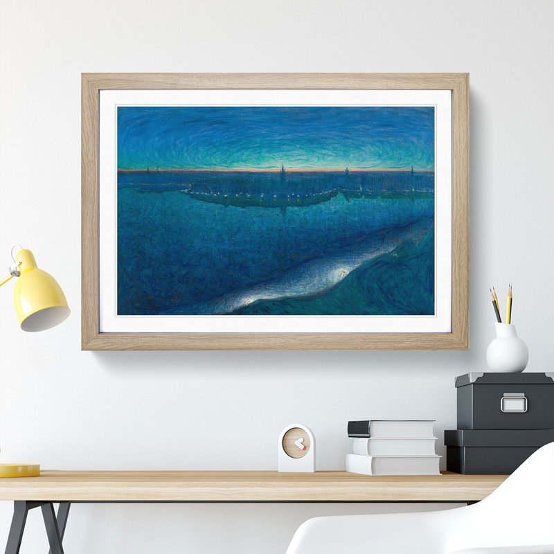 Dawn over Riddarfjarden by Eugene Jansson - Picture Frame Graphic Art, 36cm H x 48cm W x 2cm D, Oak Framed